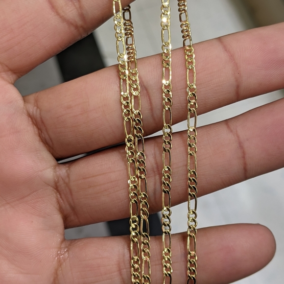 10kt Real Gold Figaro Chain 2.5 mm 22 Inches